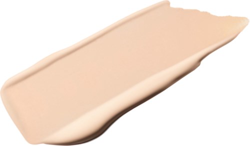Een beige rechthoekige spatel met licht gebogen randen, gebruikt voor koken of serveren.