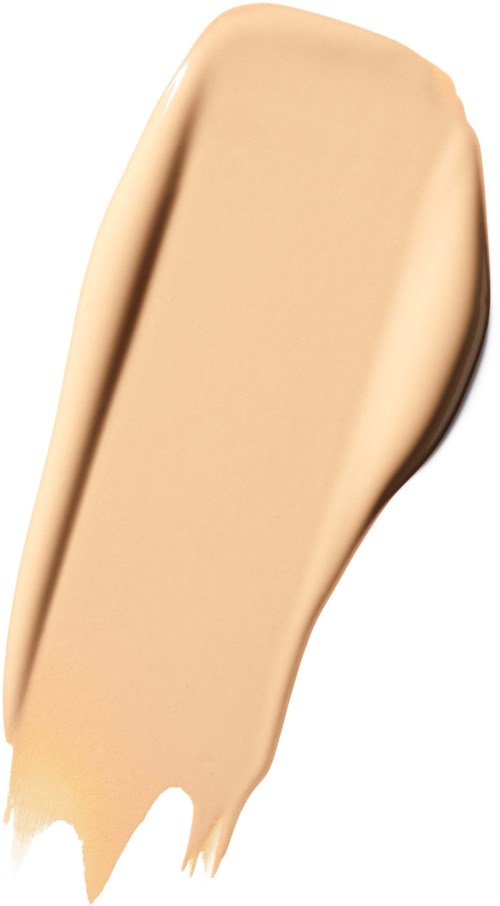 Een beige, langwerpige make-up- of foundationstaal met een gladde textuur.
