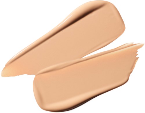 Twee beige crèmestrepen met gladde textuur en afgeronde randen, naast elkaar op een witte achtergrond.