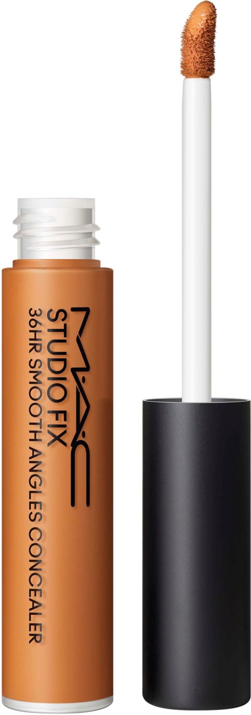 MAC-verfstift met witte applicator, gemerkt "Studio Fix" en "Short Shot".