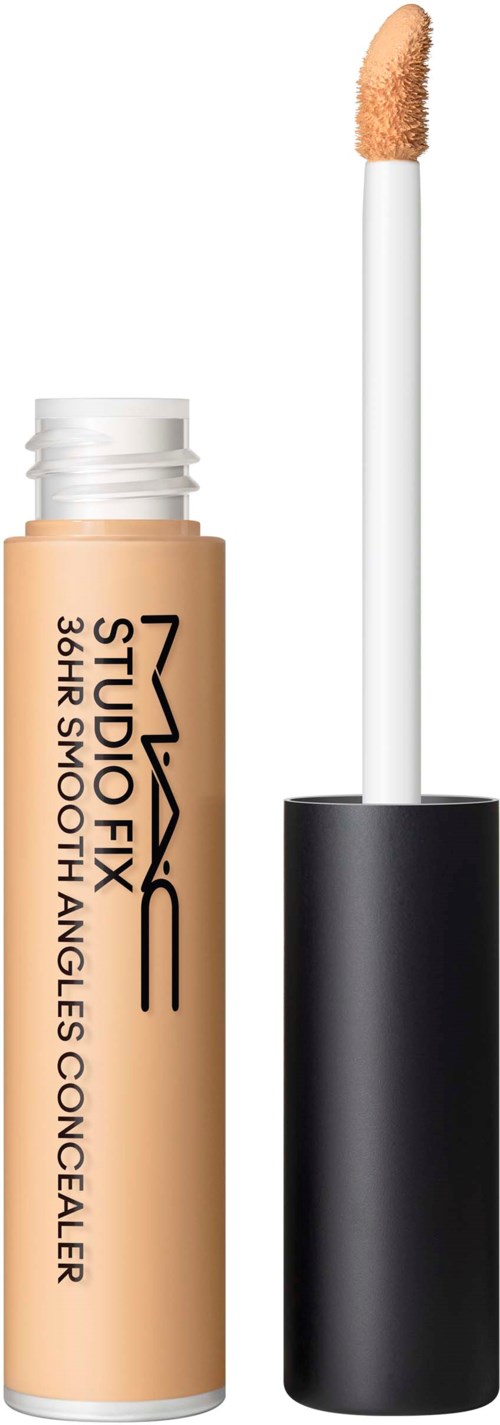 Lippenbalsemapplicator met beige glans, zwarte dop en witte handvat.