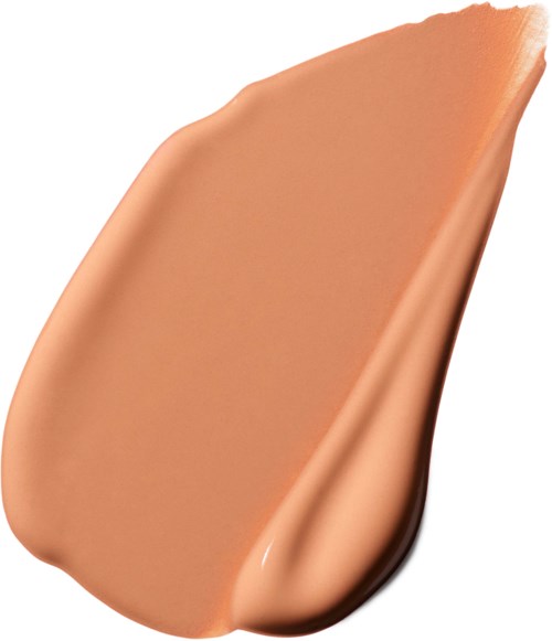 Een beige gekleurde vloeibare foundationstreep met gladde textuur en lichte glans.