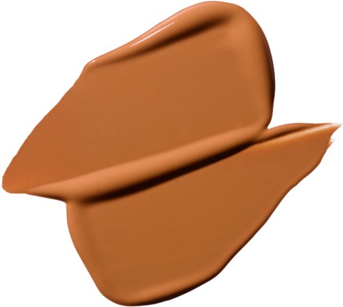 Golvende van chocoladekleur, glad en glanzend, met vormen die lijken op een ijsje.