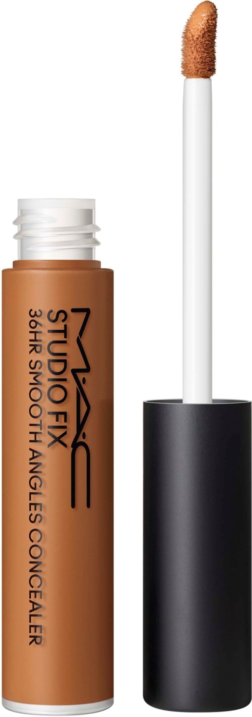 Beige concealer stift van MAC met applicator, gelabeld "Studio Fix 24H Smooth."