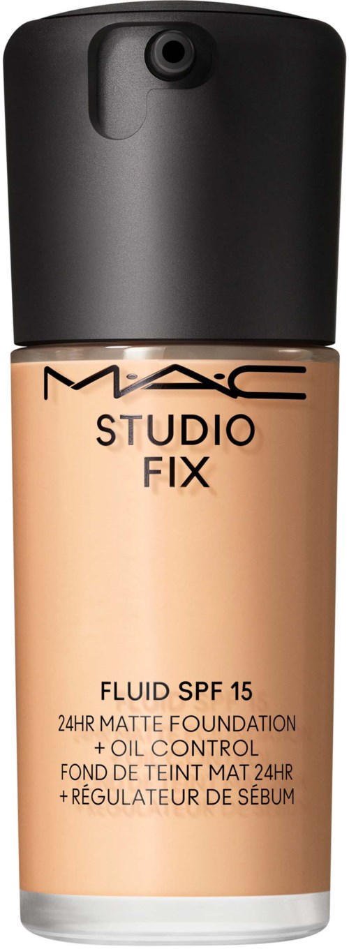 Eine Flasche MAC Studio Fix Flüssigfoundation mit SPF 15 und mattem Finish.