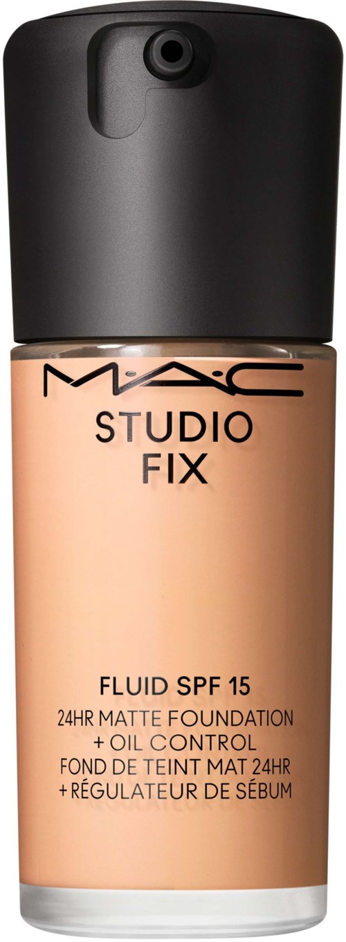 Eine Flasche MAC Studio Fix flüssige Foundation mit SPF 15, Ölkontrolle und mattem Finish.