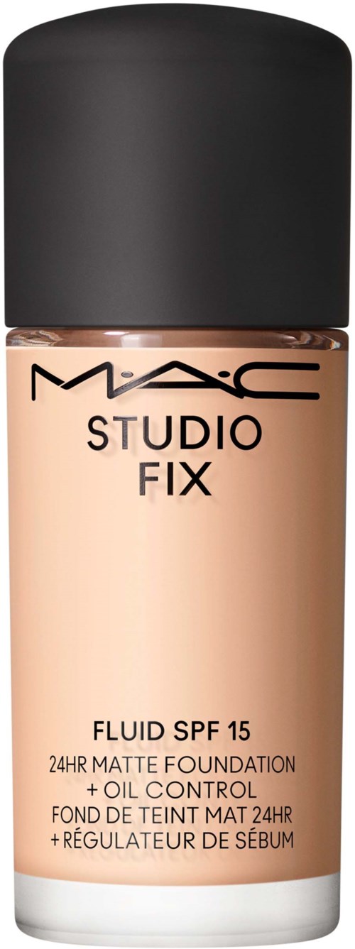 Eine Flasche MAC Studio Fix Foundation mit SPF 15, mattes Finish, Ölkontrolle und 24 Stunden Halt.