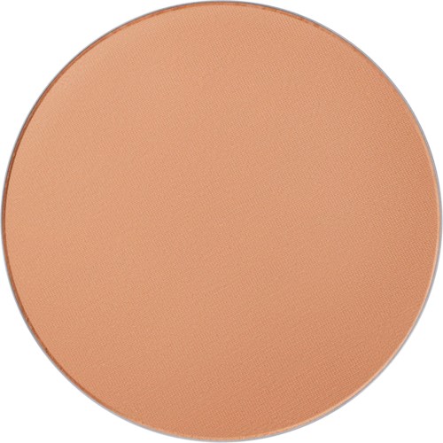 Ett beige kompakt sminkpulver i en rund behållare.