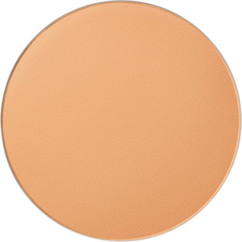 En rund kompakt makeup- och puderprodukt i ljusbeige med en subtil matt yta.