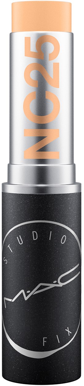 Ein Lippenstift mit silberner Kappe, schwarzem Körper und pfirsichfarbener Lippenstift.