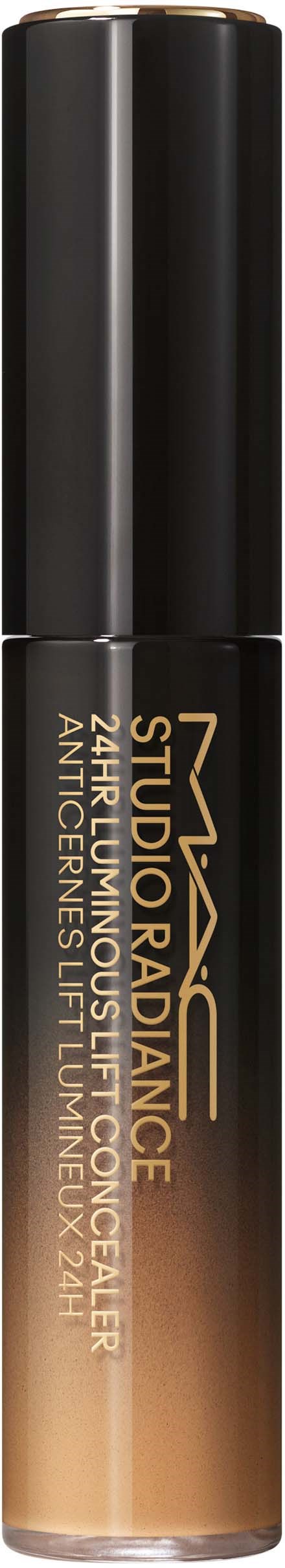 Een tube make-up concealer met de tekst 'Studio Radiance' in zwarte en beige verpakking.