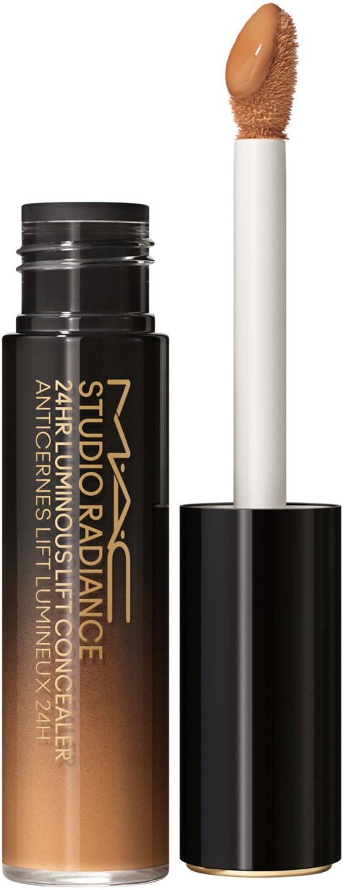 Zwart en goud stick met witte kwast voor lippenstift of lipgloss.