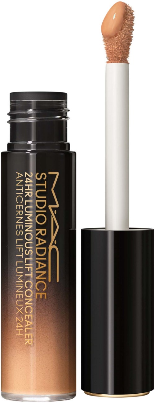 Lipgloss-applicator met beige gloss in een zwart en goud tube.