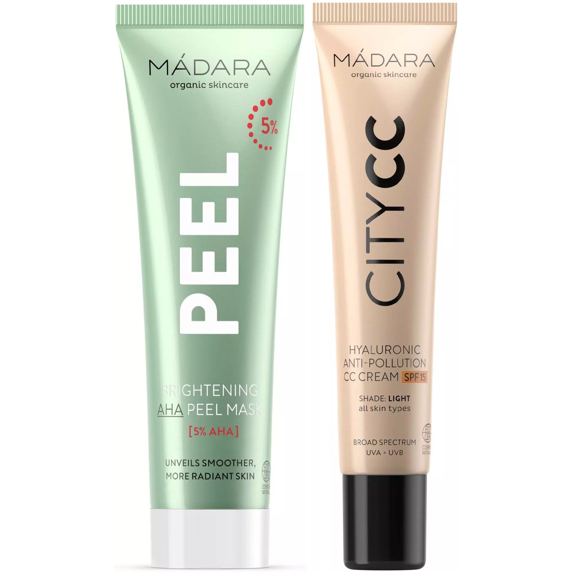 Mádara Bundle Brightening AHA Peel Mask 60ml & Anti-Pollution CC Cream
