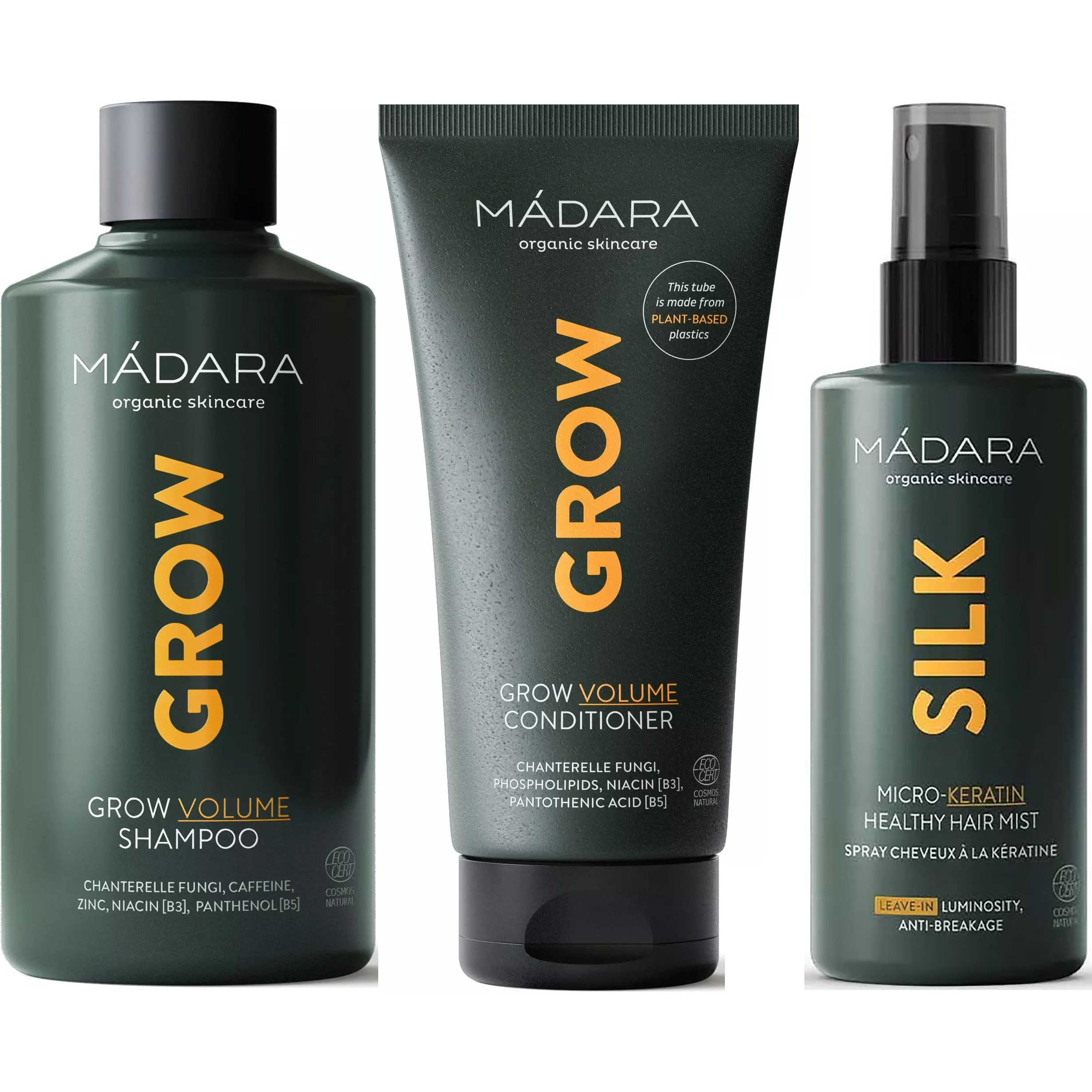 Mádara Grow Volume Bundle Shampoo 250ml & Conditioner 175ml & SILK Mic