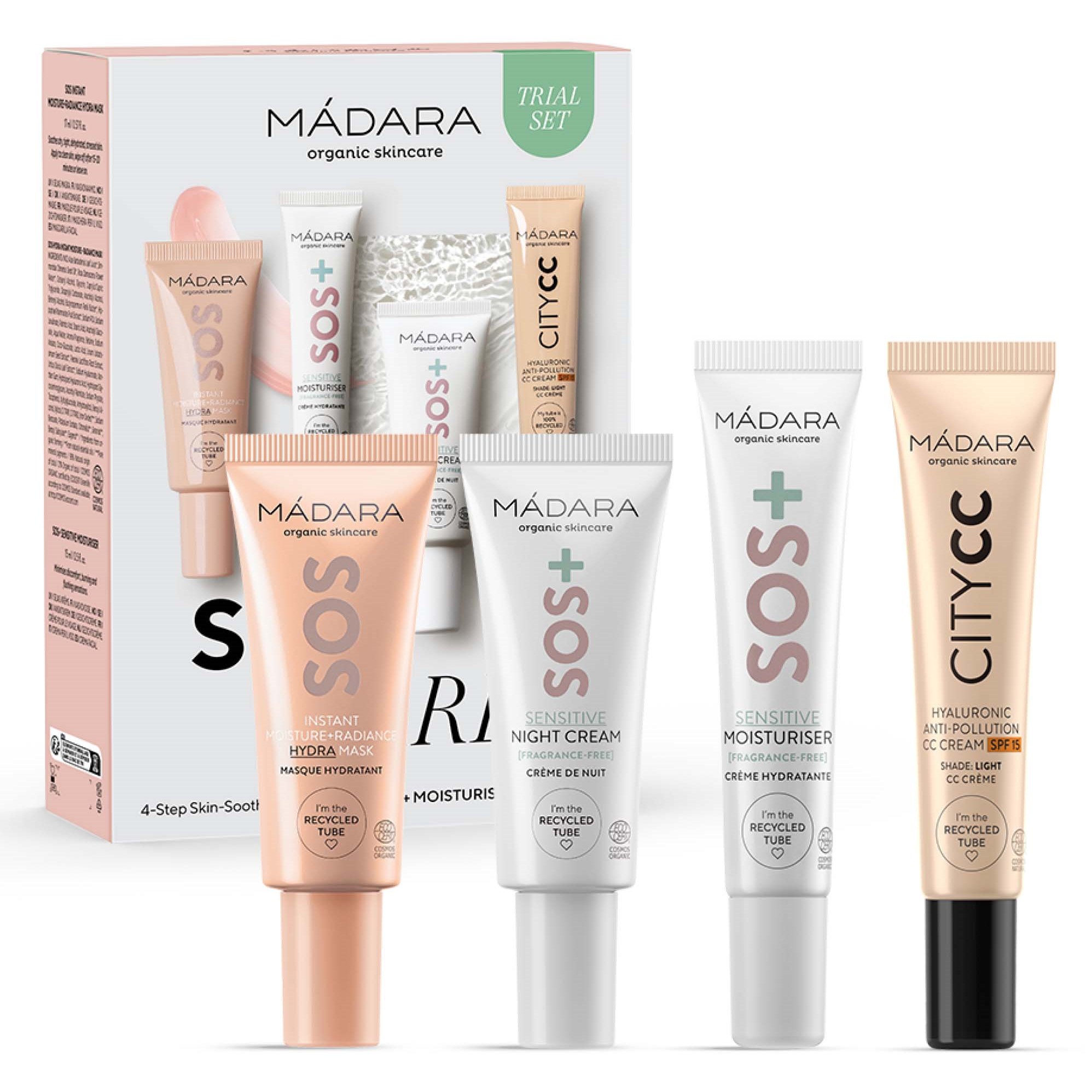 Madara SOS Care 4-Step Skin-Soothing Routine Set, LIGHT - 1 stk