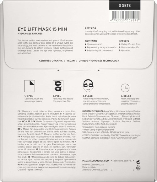 Mádara Skincare Time Miracle Eye Lift Mask 15Min