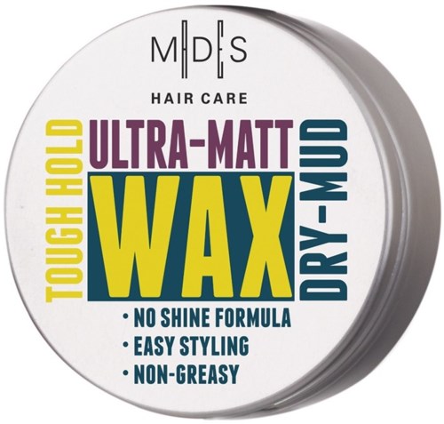 Det här är en hårvårdsbehållare för ultra-matt vax, med betoning på hållbarhet, matt yta, enkel styling och icke-fet.