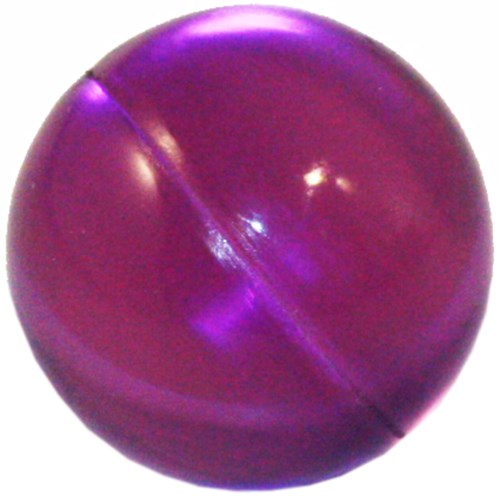 En glänsande lila boll med en synlig linje som går diagonalt över den.