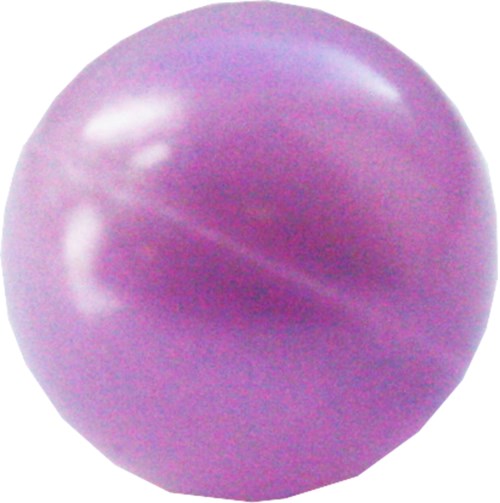 En glänsande lila boll med slät yta och ljusreflexer.