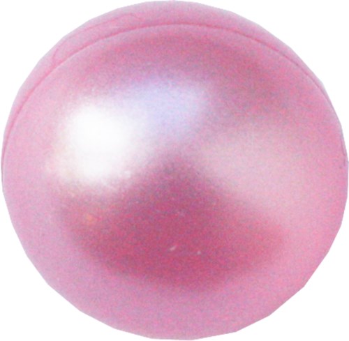 En glänsande rosa boll med slät yta och lätt glans.