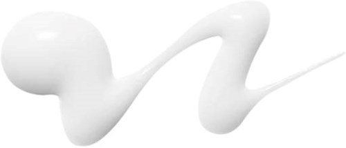 A white abstract shape that looks like a curvy, flowing ribbon or smoke. It is smooth and shiny.