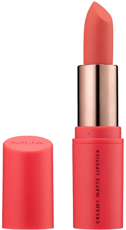 Pink lipstick with a silver and pink tube. The cap is off, showing the lipstick.