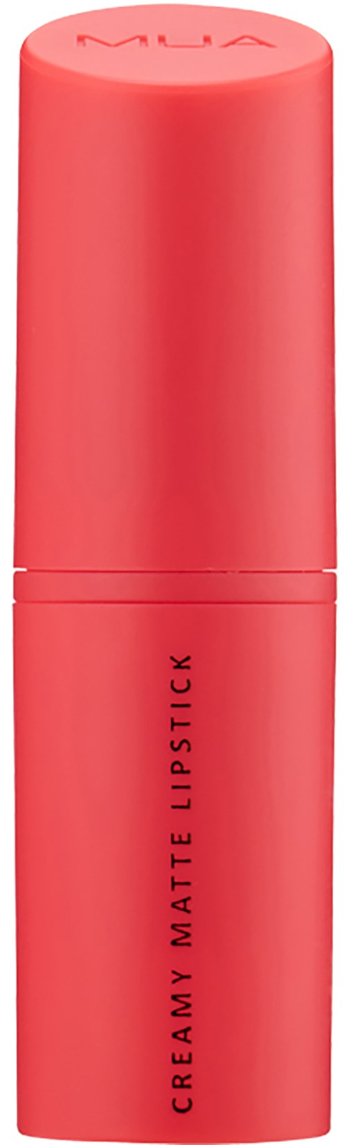 A pink lipstick tube with the words 'CREAMY MATTE LIPSTICK' written vertically.
