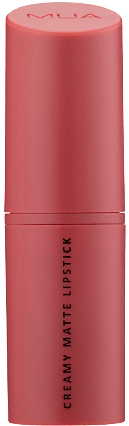 A pink lip balm tube with black text and a rounded cap.