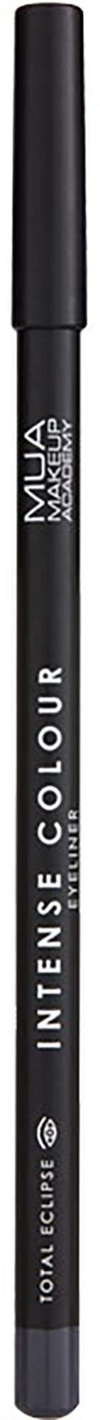 A black makeup pencil with white text and a black cap, labeled as 'Intense Colour' and 'MUA'.