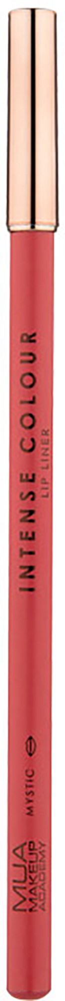 A pink lip liner with a golden cap, labeled "Intense Color" and "MUA."