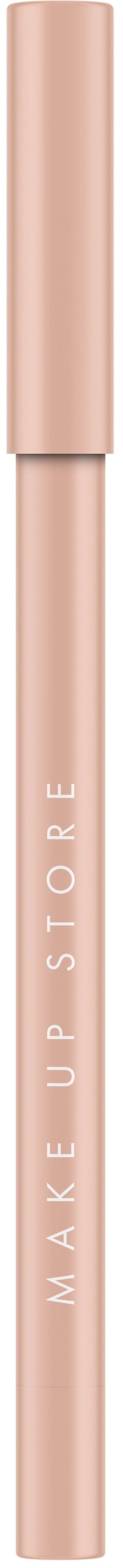 Różowa kredka z napisem 'MAKE UP STORE' napisanym białymi literami.