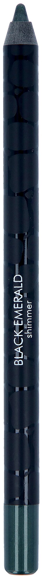 Musta silmänrajauskynä vihreällä kärjellä, etiketissä "Black Emerald" ja "Kohl Eyeliner".