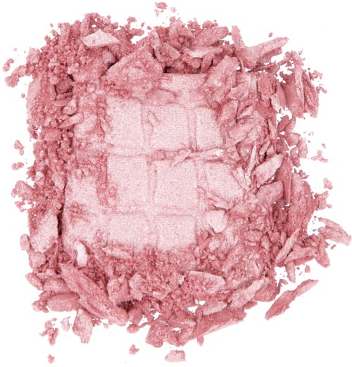 Rosa knust makeuppulver med en trykket del i midten.