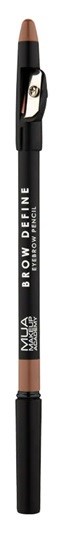En smal ögonbrynspenna med svart och beige kropp, lock och text som säger "Brow Define".