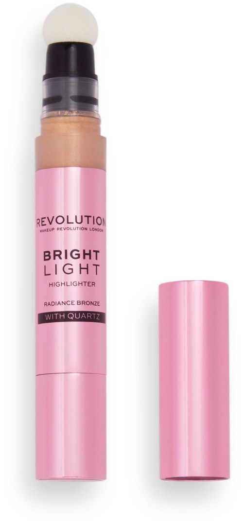 Ein rosa Make-up-Highlighter-Stift mit Deckel und Schwämmchen auf der Oberseite.
