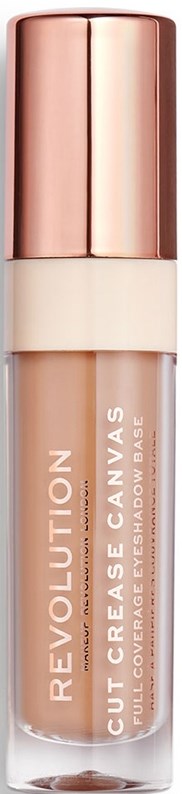 Läppstift med roséguldlock, genomskinlig behållare som visar beige färgad produkt inuti, och vitt text på tuben.