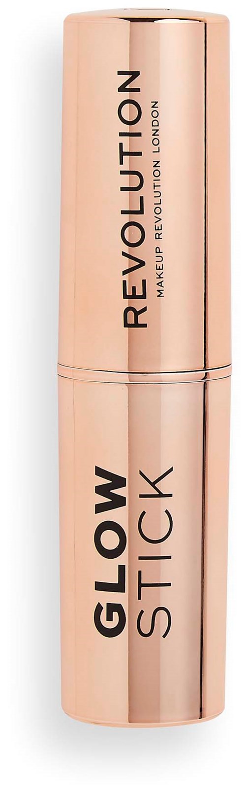 En rosa och roséguldfärgad makeup-sticka märkt 'GLOW STICK' av Revolution Makeup London.