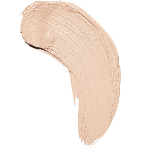 En beige makeupgrund eller concealer på en vit bakgrund.