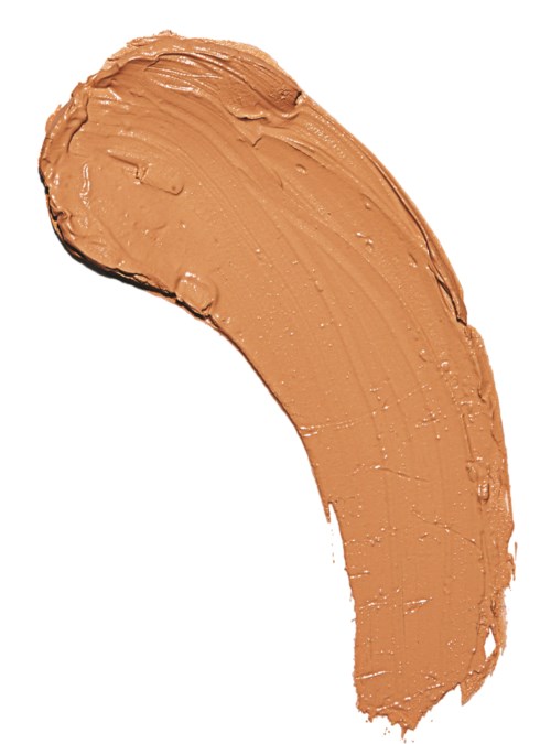 En stryk av beige makeup eller kräm i en kurvad form.