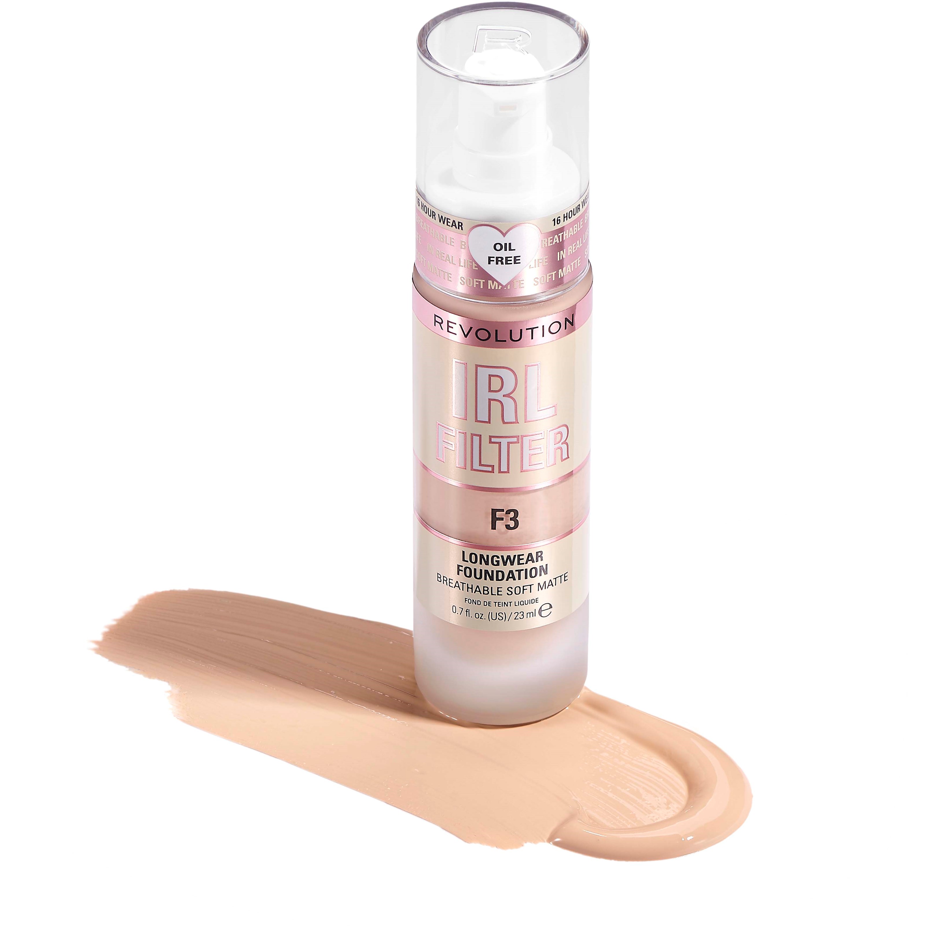 Revolution Beauty London IRL Filter Longwear Foundation F3 (obrázok 4)