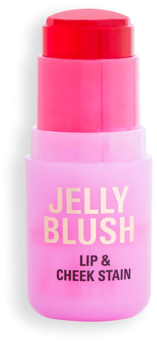 Eine rosa Verpackung mit ‚Jelly Blush‘ für Lippen und Wangen, mit zwei rosa Farbtönen innen.