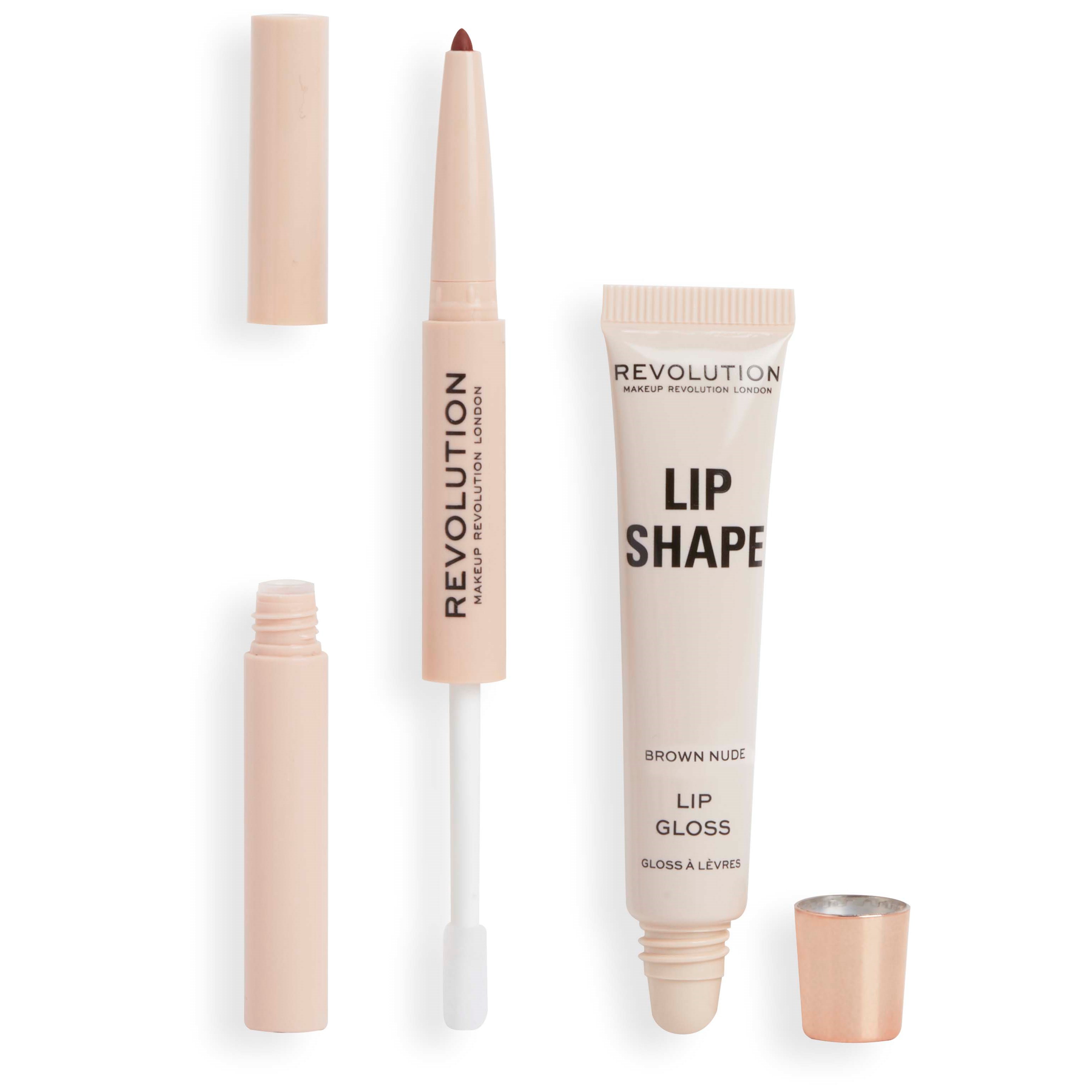 Läs mer om Makeup Revolution Lip Shape Kit Brown Nude