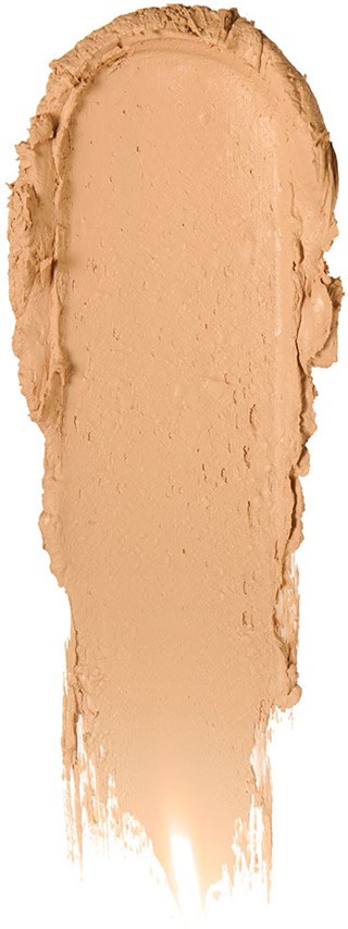 Ett beige krämprov med grova kanter på en vit bakgrund.