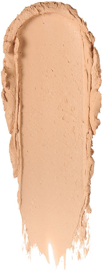 En stor röra av beige smink eller foundation med ojämna kanter på en vit bakgrund.