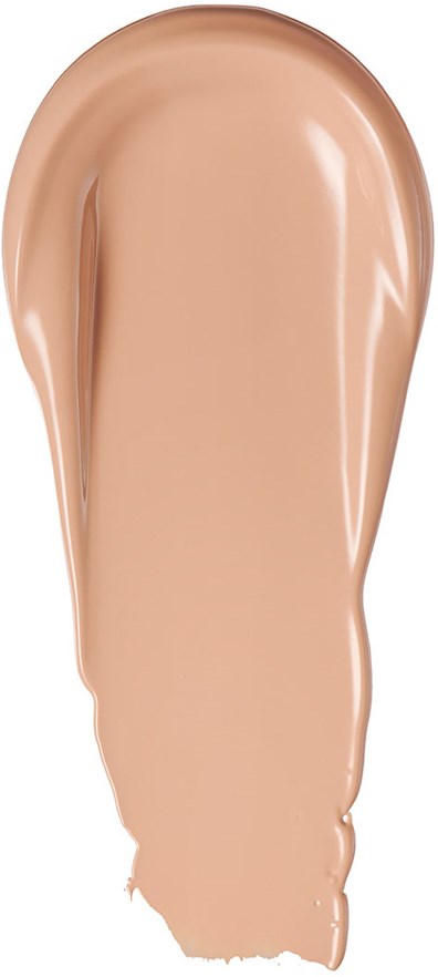 En provklick av beige flytande foundation eller makeupprodukt med slät, glansig struktur och liten glans.