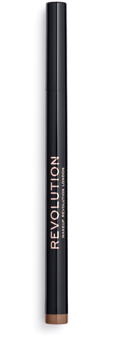 En svart makeup-penna med ordet "REVOLUTION" i rosa och "AQUA Liners" i mindre text.
