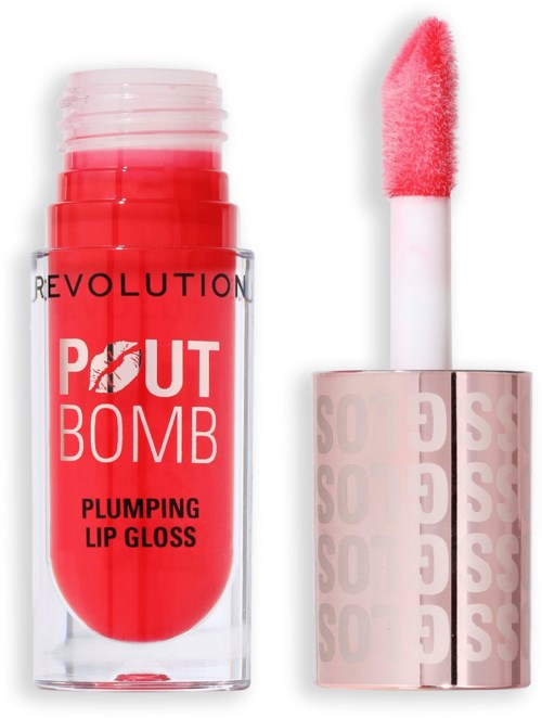 Lippenbalsem tube met 'Revolution' erop en een roze applicator ernaast.