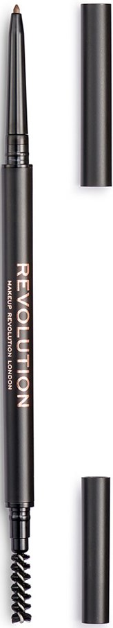 En svart øyenbrynspenn med spiralspiss og to hetter, merket "Revolution", brukes til å forme øyenbryn.