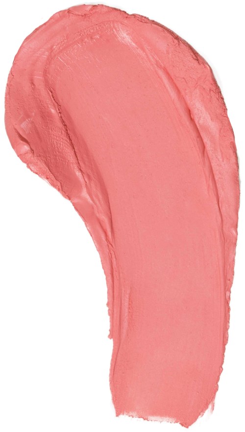 En pink smet av make-up eller färg med en jämn, kurvig form på en vit bakgrund.